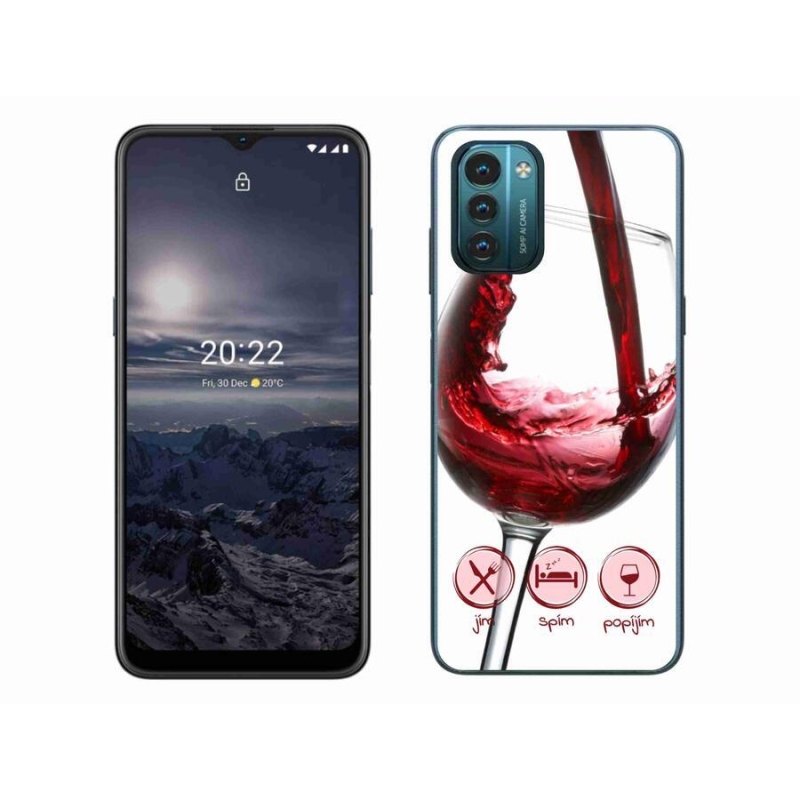 Gél tok mmCase mobiltelefonhoz Nokia G11/G21 - borospohár piros
