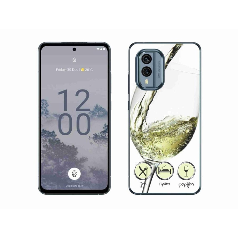 Gél tok mmCase mobiltelefonhoz Nokia X30 5G - borospohár fehér