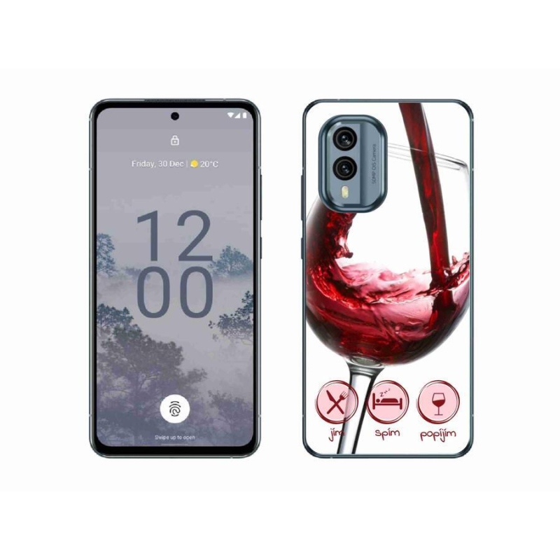 Gél tok mmCase mobiltelefonhoz Nokia X30 5G - borospohár piros