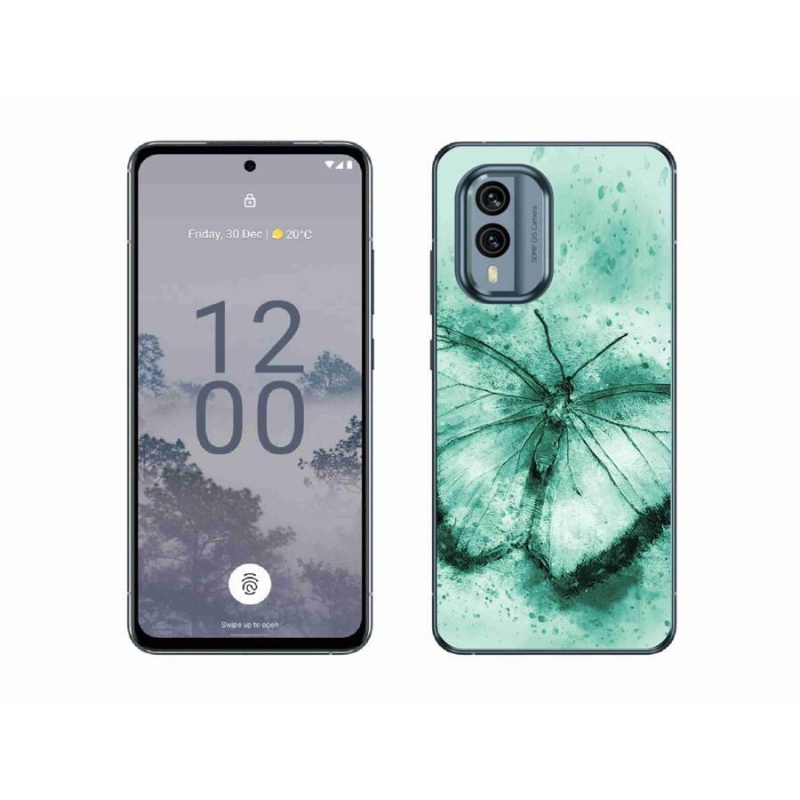 Gél tok mmCase a Nokia X30 5G készülékhez - zöld pillangó