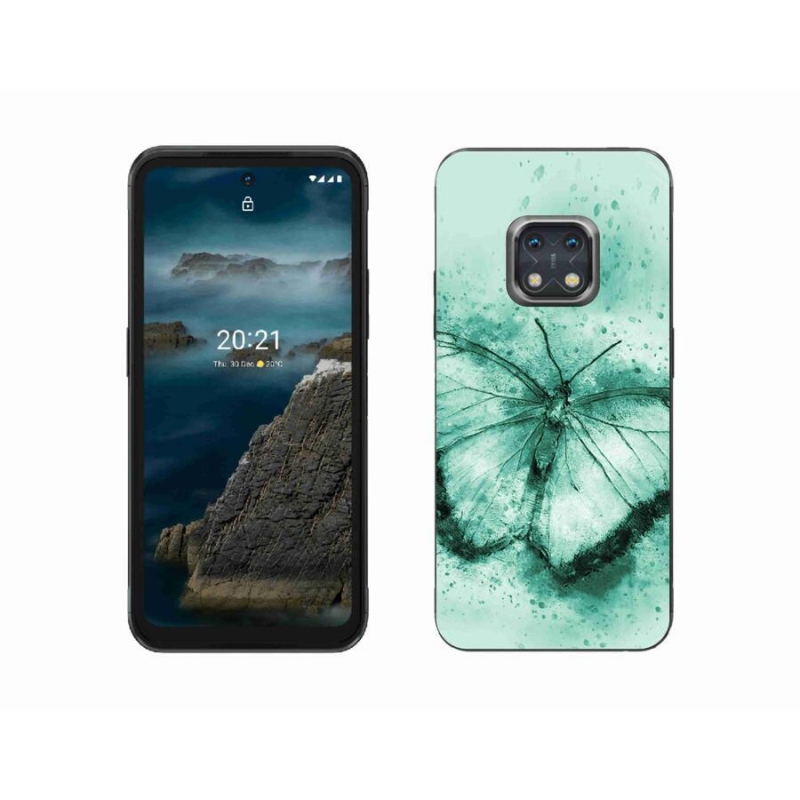 Gél tok mmCase mobiltelefonhoz Nokia XR20 - zöld pillangó