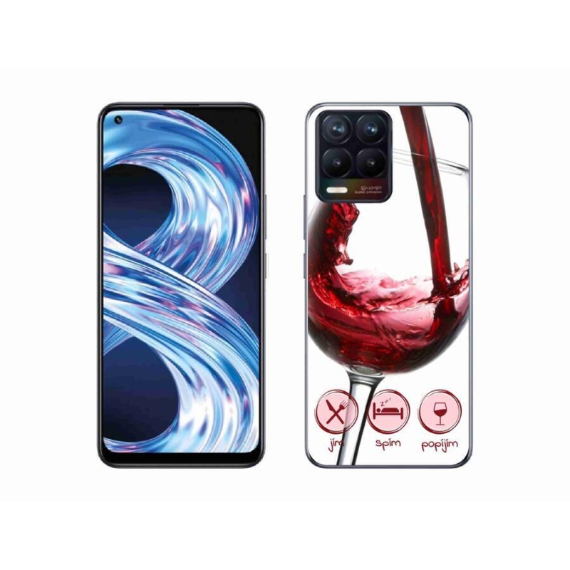 Gél tok mmCase mobilhoz Realme 8 4G - borospohár piros