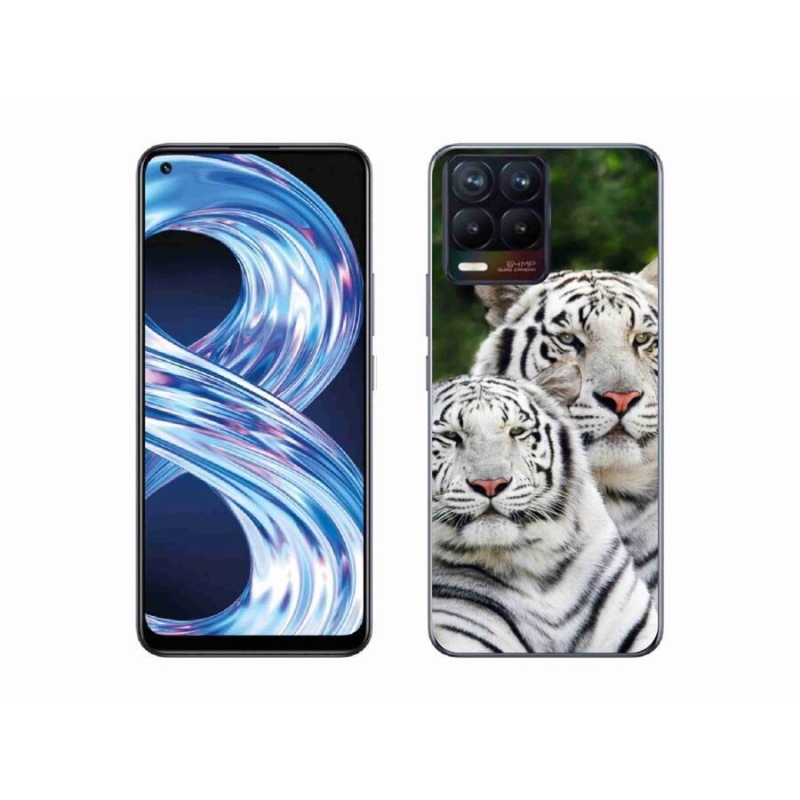 Gél tok mmCase a Realme 8 Pro-hoz - fehér tigrisek