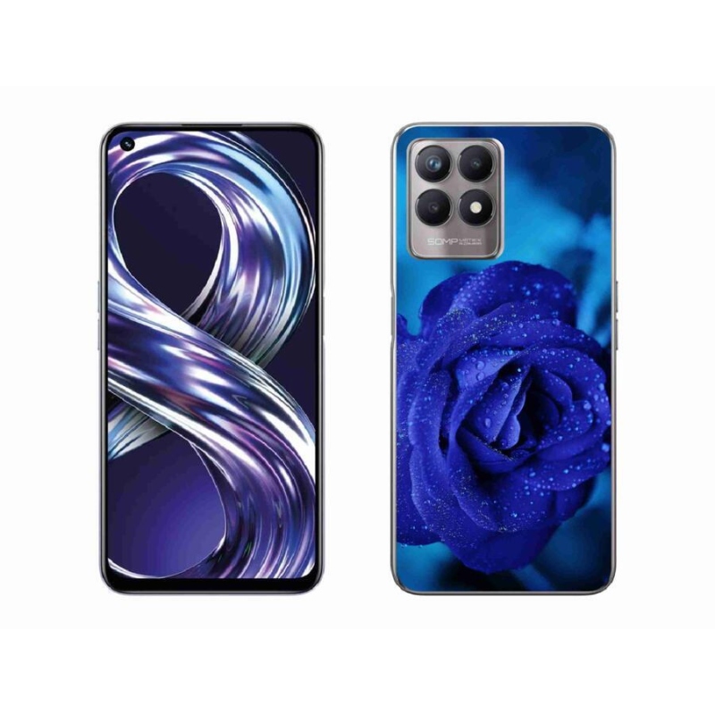 Gél tok mmCase mobilhoz Realme 8i - kék rózsa