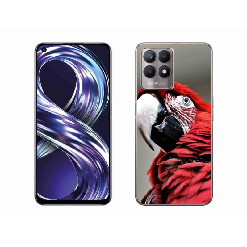 Gél tok mmCase mobilhoz Realme 8i - papagáj ara piros
