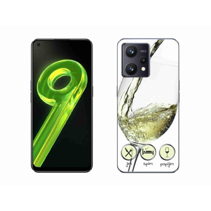 Gél tok mmCase mobiltelefonhoz Realme 9 4G - borospohár fehér