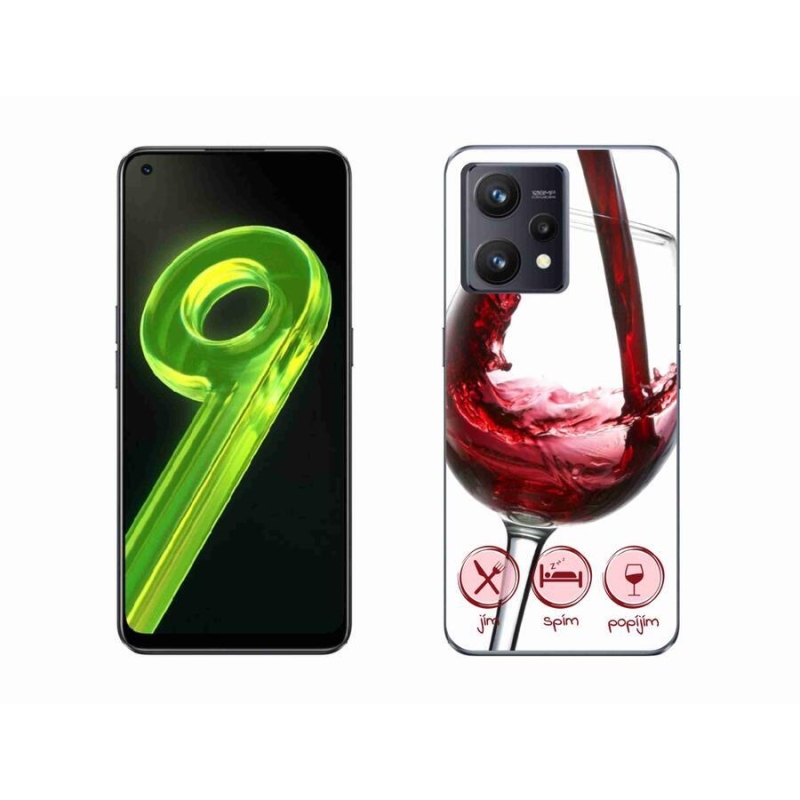 Gél tok mmCase mobilhoz Realme 9 4G - borospohár piros
