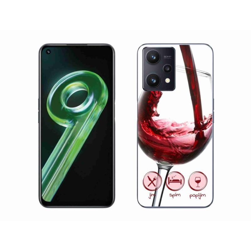 Gél tok mmCase mobiltelefonhoz Realme 9 5G - borospohár piros