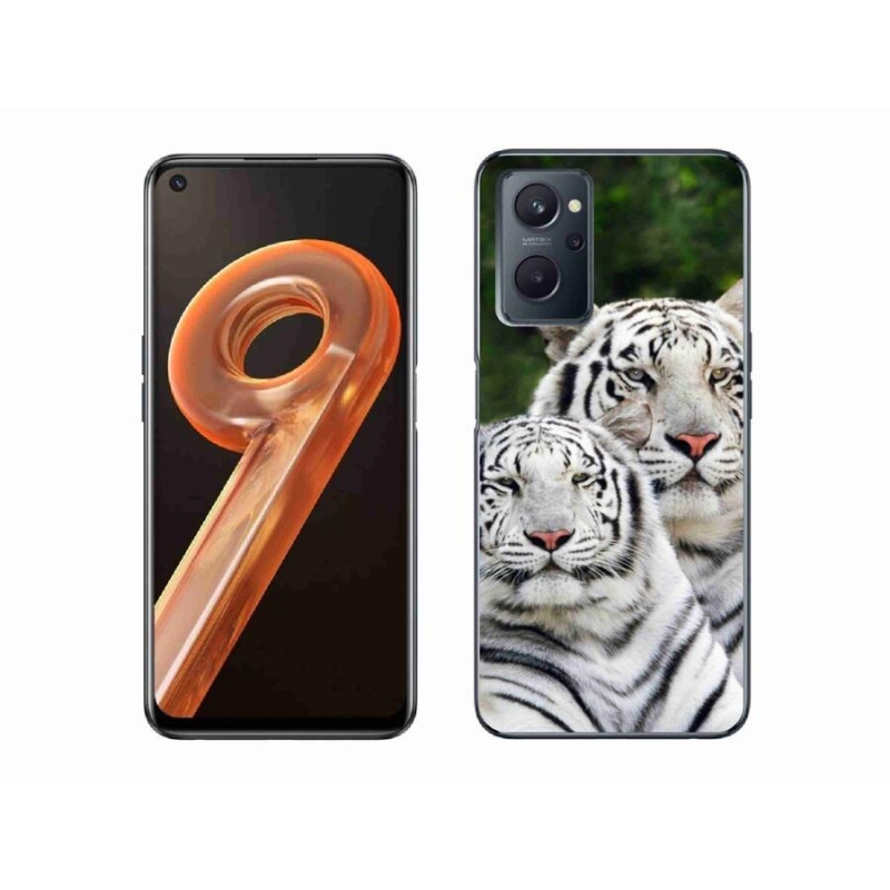 Gél tok mmCase mobilhoz Realme 9i - fehér tigrisek