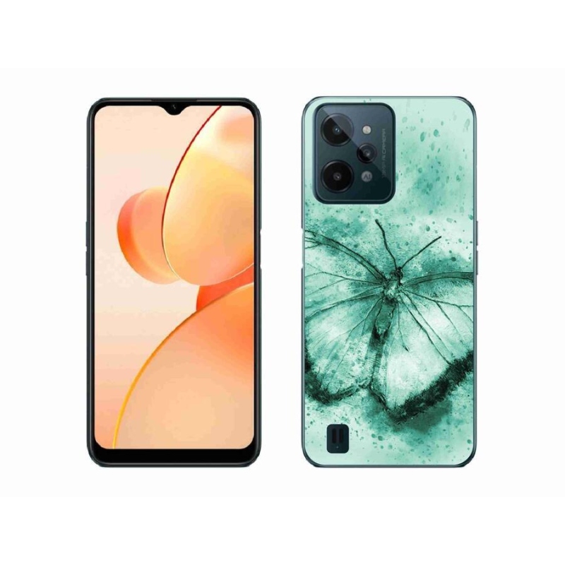 Gél tok mmCase mobilhoz Realme C31 - zöld pillangó
