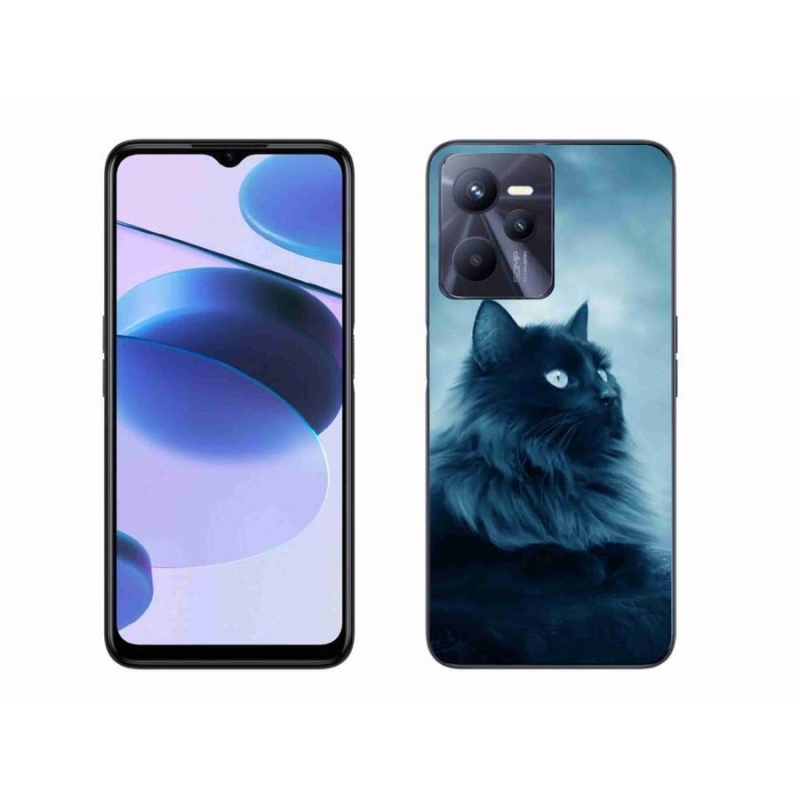 Gél tok mmCase mobilhoz Realme C35 - fekete macska 1