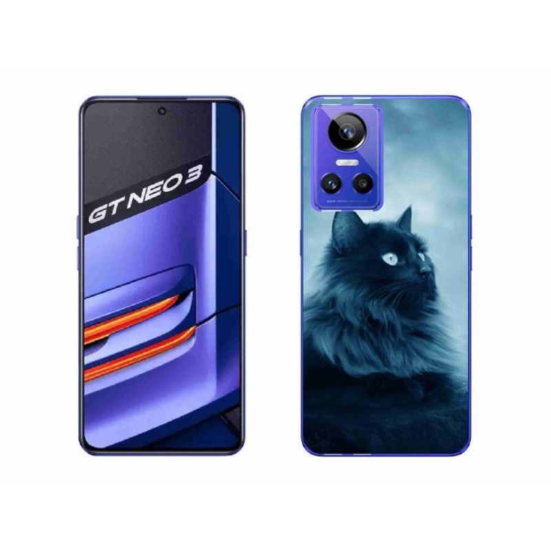 Gél tok mmCase a Realme GT Neo 3 készülékhez - fekete macska 1