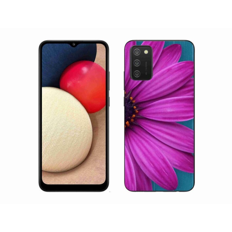 Gél tok mmCase mobiltelefonhoz Samsung Galaxy A02s (164.2x75.9x9.1mm) - lila margarétás tok