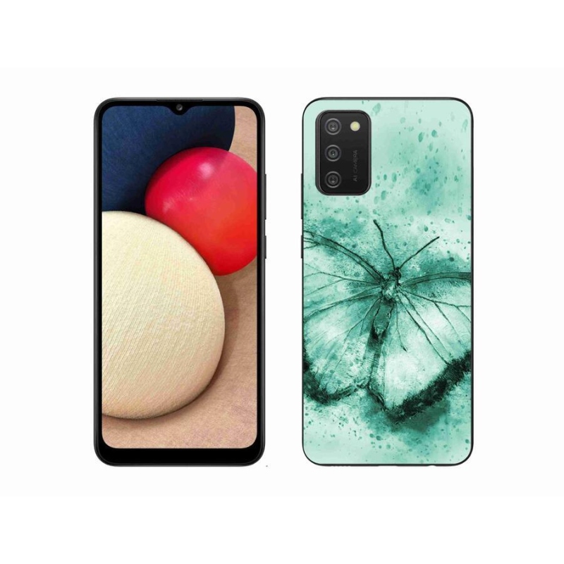 Gél tok mmCase mobiltelefonhoz Samsung Galaxy A02s (164.2x75.9x9.1mm) - zöld pillangó