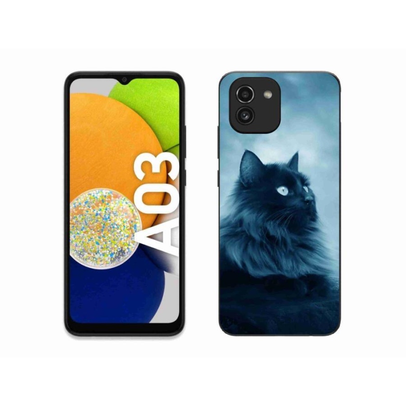 Gél tok mmCase mobiltelefonhoz Samsung Galaxy A03 - fekete macska 1
