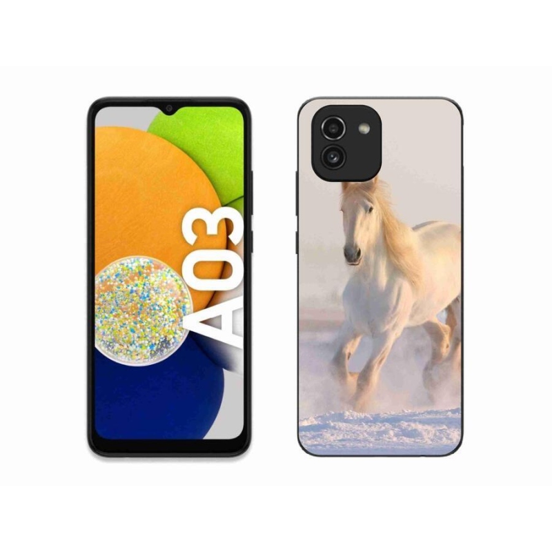 Gél tok mmCase mobiltelefonhoz Samsung Galaxy A03 - ló a hóban