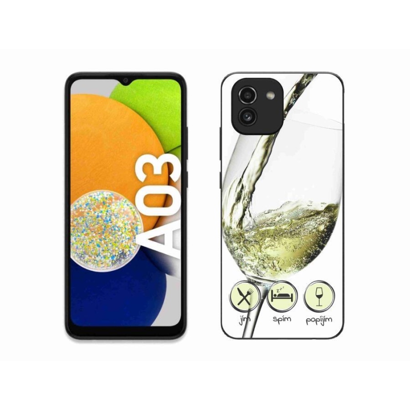 Gél tok mmCase mobiltelefonhoz Samsung Galaxy A03 - borospohár fehér