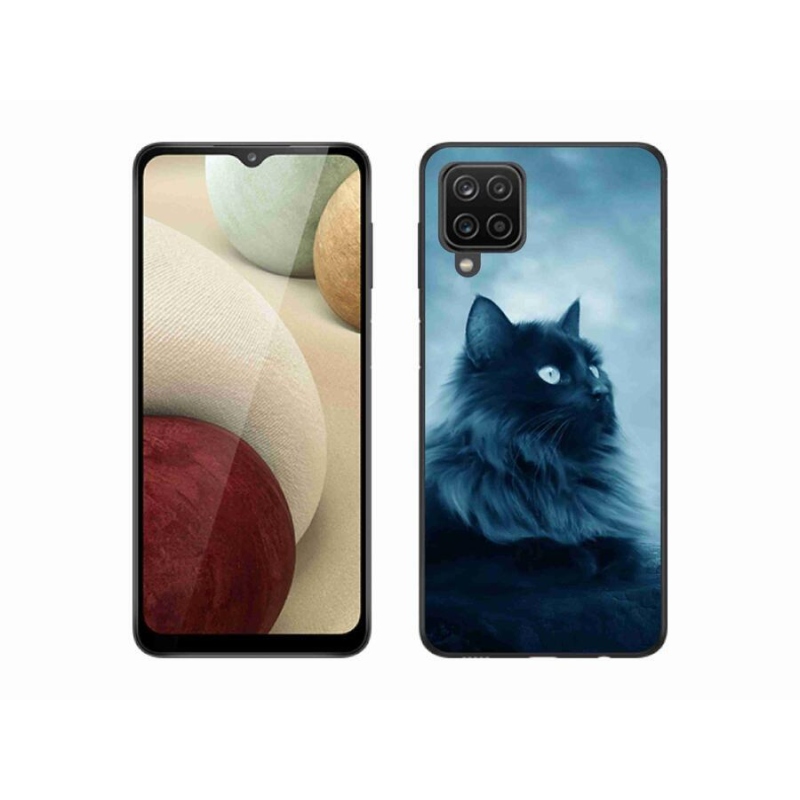 Gél tok mmCase a Samsung Galaxy A12 készülékhez - fekete macska 1
