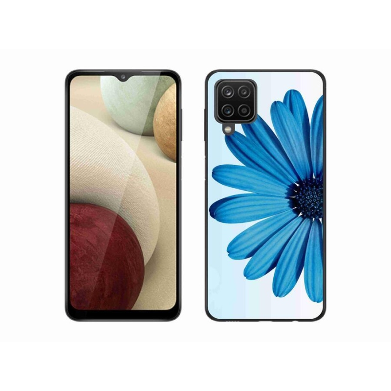 Gél tok mmCase mobiltelefonhoz Samsung Galaxy A12 - kék margaréta