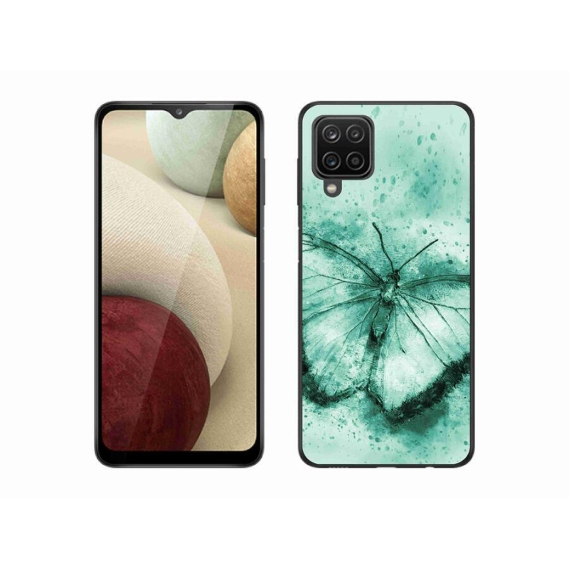 Gél tok mmCase a Samsung Galaxy A12 készülékhez - zöld pillangó