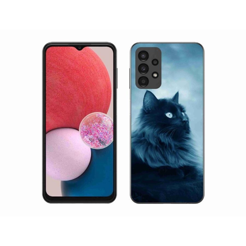 Gél tok mmCase a Samsung Galaxy A13 4G készülékhez - fekete macska 1