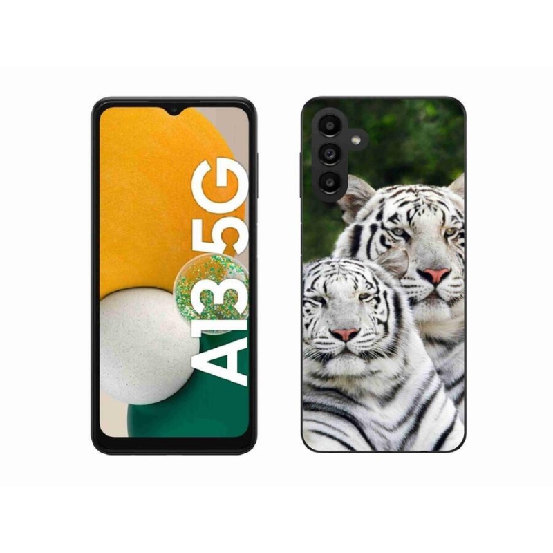 Gél tok mmCase a Samsung Galaxy A13 5G készülékhez - fehér tigrisek