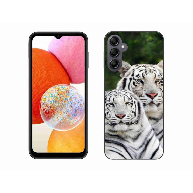 Gél tok mmCase a Samsung Galaxy A14 4G/5G készülékhez - fehér tigrisek