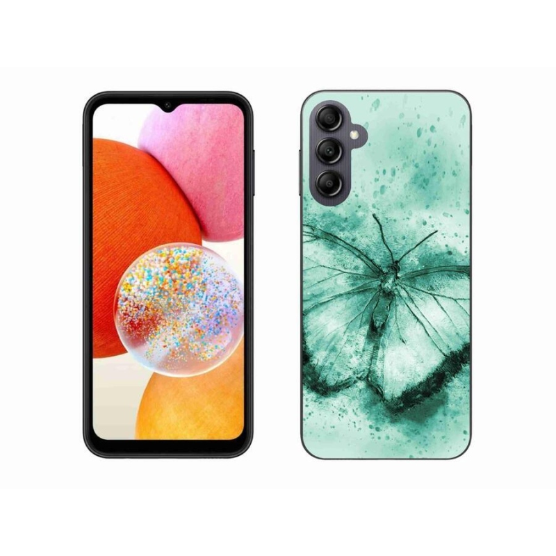 Gél tok mmCase a Samsung Galaxy A14 4G/5G készülékhez - zöld pillangó