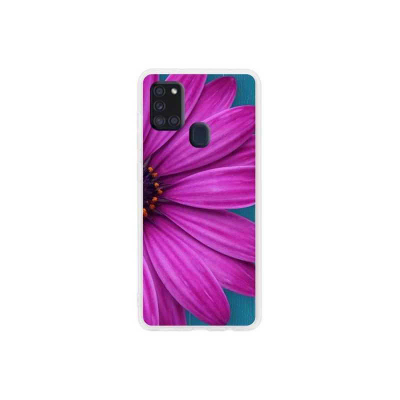Gél tok mmCase mobiltelefonhoz Samsung Galaxy A21s - lila margaréta