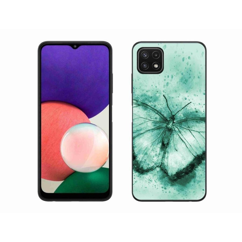Gél tok mmCase a Samsung Galaxy A22 5G készülékhez - zöld pillangó
