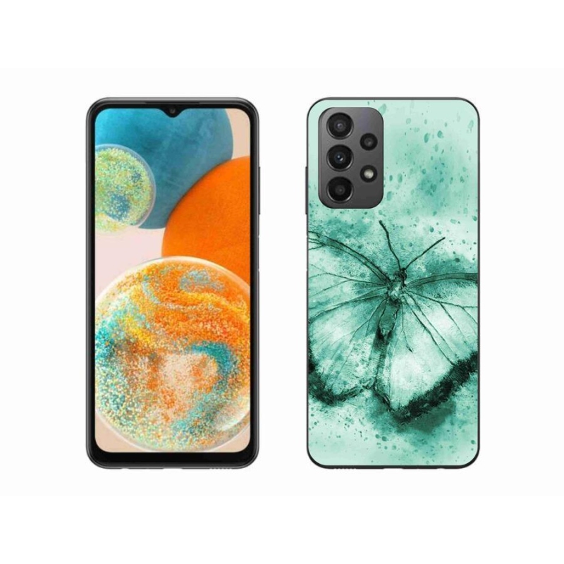 Gél tok mmCase a Samsung Galaxy A23 4G/5G készülékhez - zöld pillangó