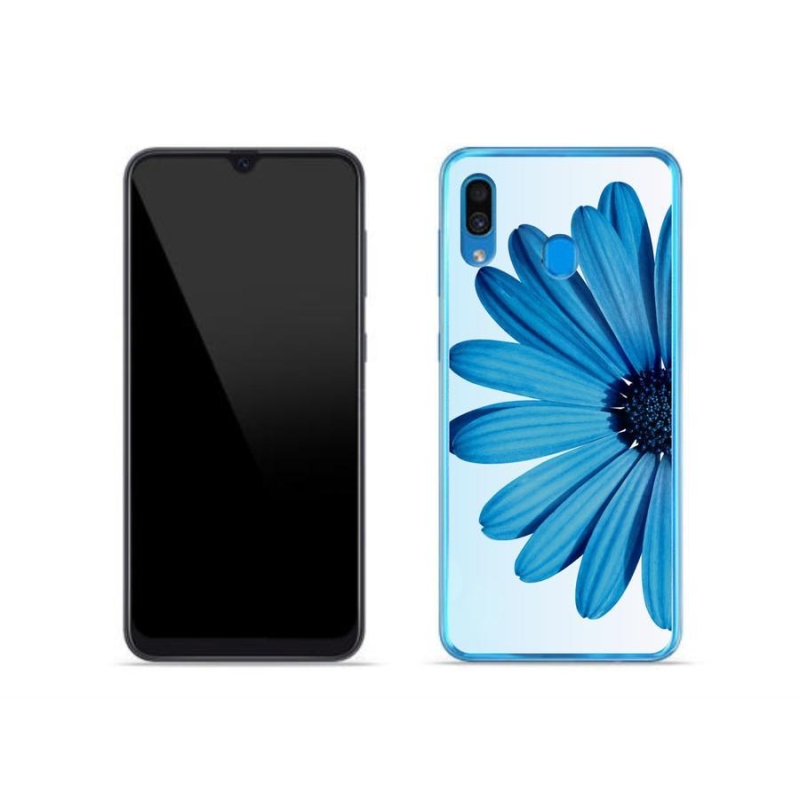 Gél tok mmCase mobiltelefonhoz Samsung Galaxy A30 - kék margaréta
