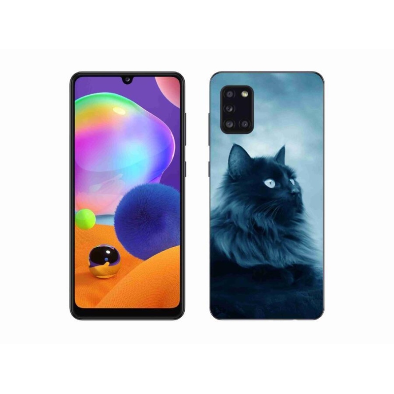 Gél tok mmCase mobiltelefonhoz Samsung Galaxy A31 - fekete macska 1