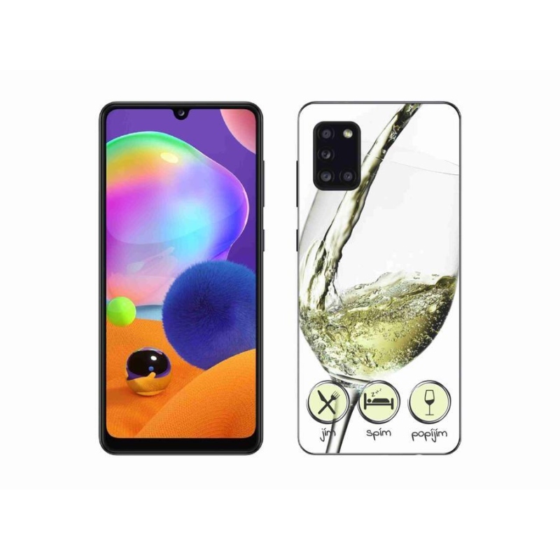Gél tok mmCase mobiltelefonhoz Samsung Galaxy A31 - borospohár fehér