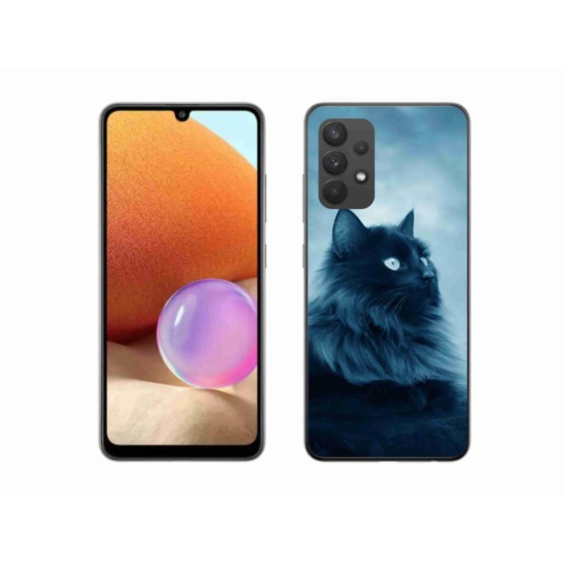 Gél tok mmCase a Samsung Galaxy A32 4G készülékhez - fekete macska 1