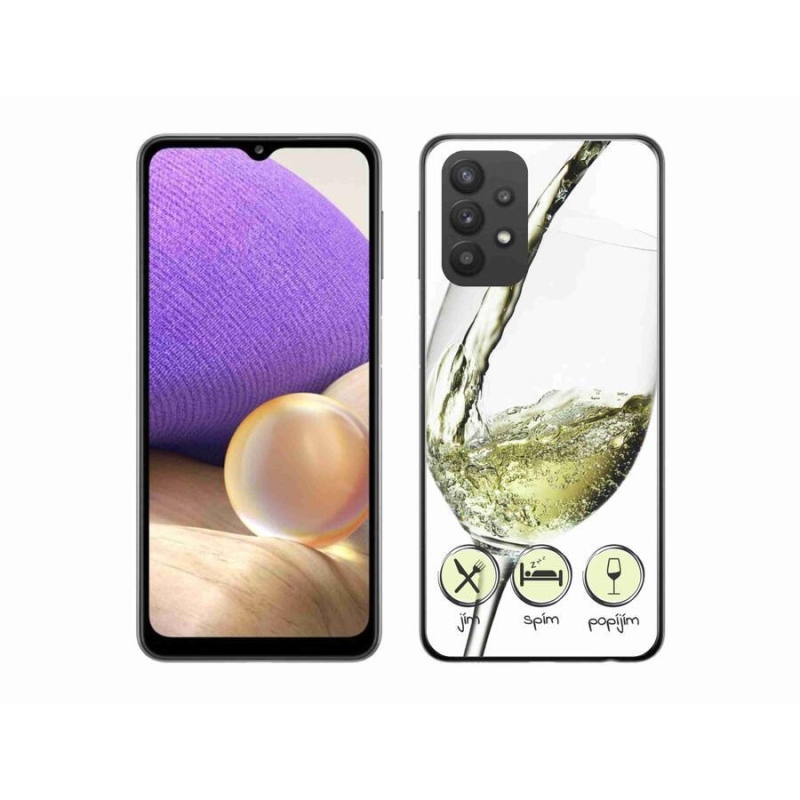 Gél tok mmCase mobiltelefonhoz Samsung Galaxy A32 5G - borospohár fehér