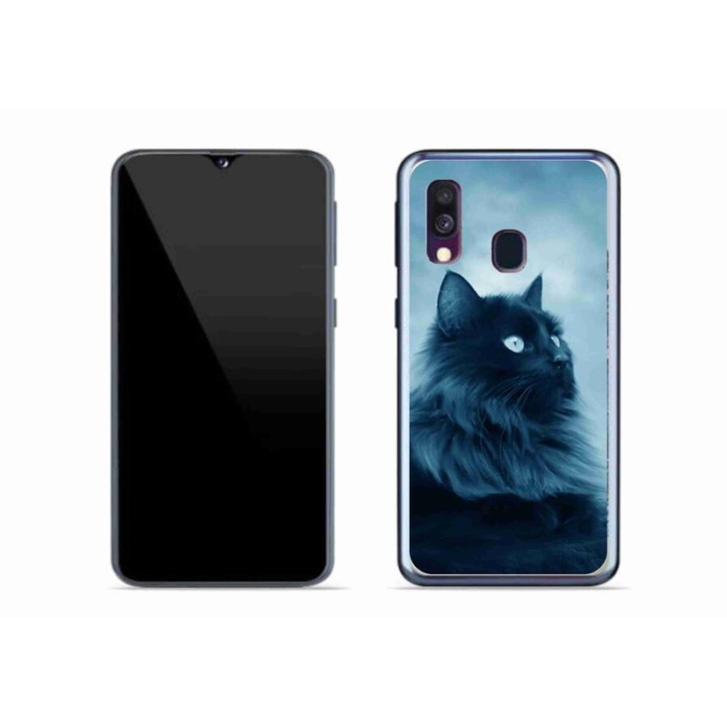 Gél tok mmCase a Samsung Galaxy A40 készülékhez - fekete macska 1