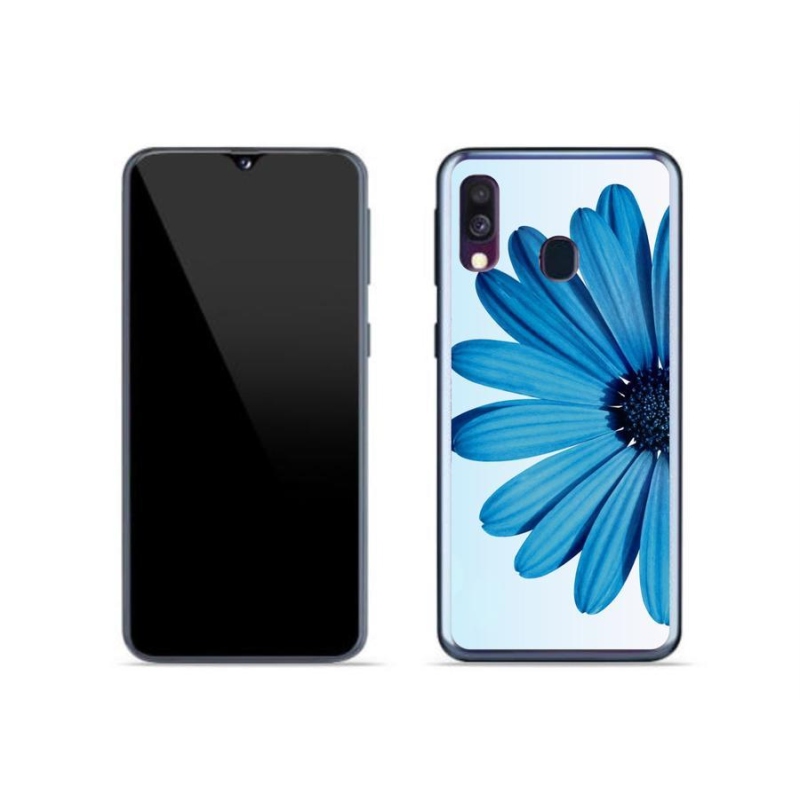 Gél tok mmCase mobiltelefonhoz Samsung Galaxy A40 - kék margaréta