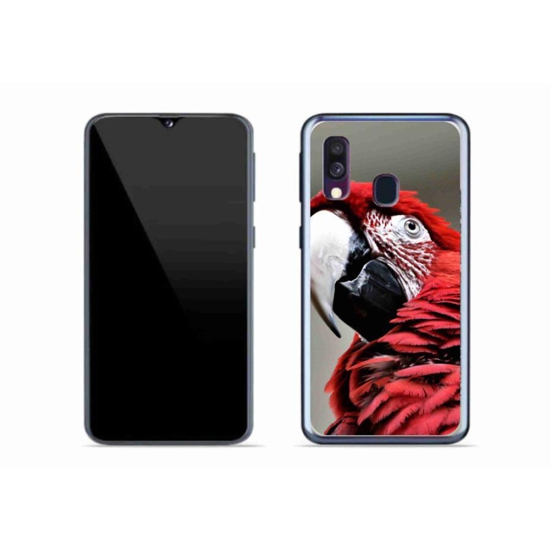 Gél tok mmCase mobiltelefonhoz Samsung Galaxy A40 - papagáj ara piros