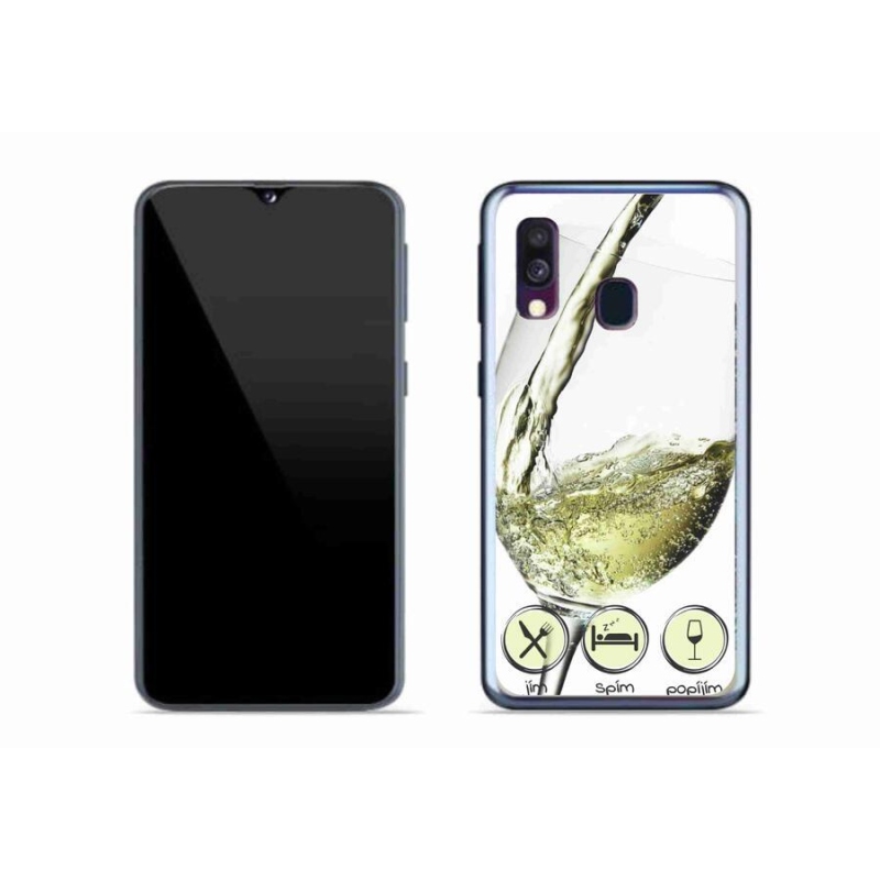 Gél tok mmCase mobiltelefonhoz Samsung Galaxy A40 - borospohár fehér