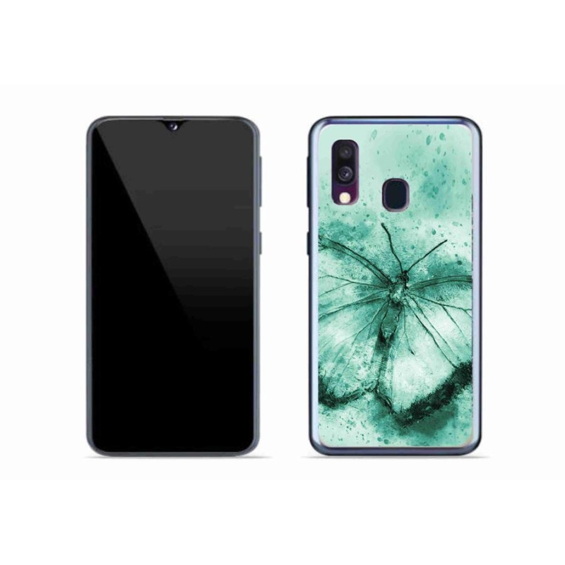 Gél tok mmCase Samsung Galaxy A40 készülékhez - zöld pillangó