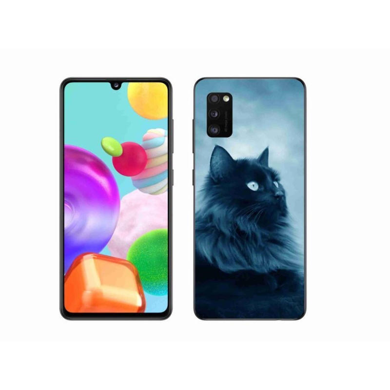 Gél tok mmCase mobiltelefonhoz Samsung Galaxy A41 - fekete macska 1