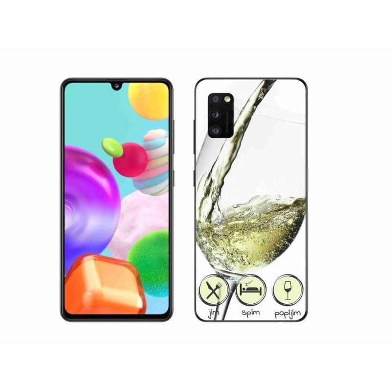 Gél tok mmCase mobiltelefonhoz Samsung Galaxy A41 - borospohár fehér