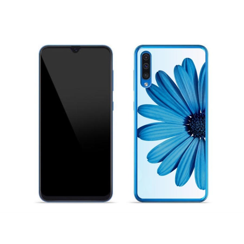 Gél tok mmCase mobiltelefonhoz Samsung Galaxy A50 - kék margaréta