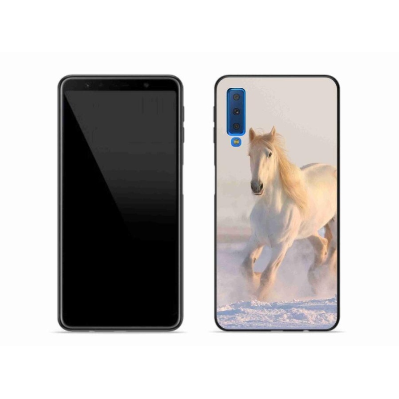 Gél tok mmCase a mobil Samsung Galaxy A7 (2018) - ló a hóban