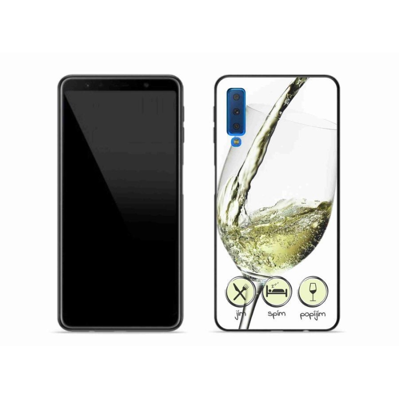 Gél tok mmCase mobiltelefonhoz Samsung Galaxy A7 (2018) - borospohár fehér