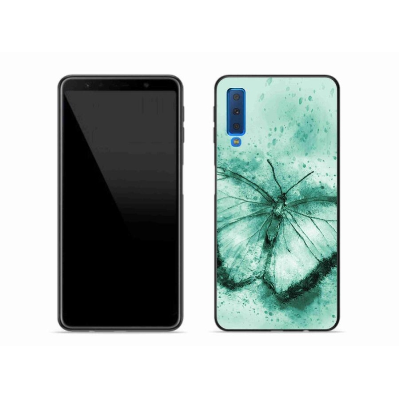 Gél tok mmCase Samsung Galaxy A7 (2018) - zöld pillangó