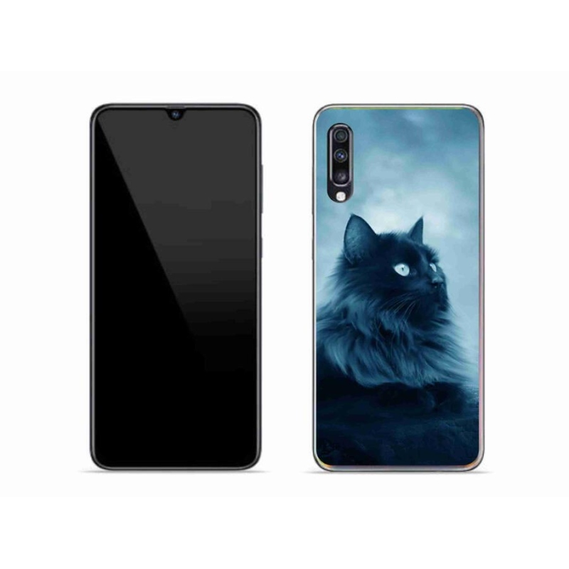 Gél tok mmCase a Samsung Galaxy A70 készülékhez - fekete macska 1