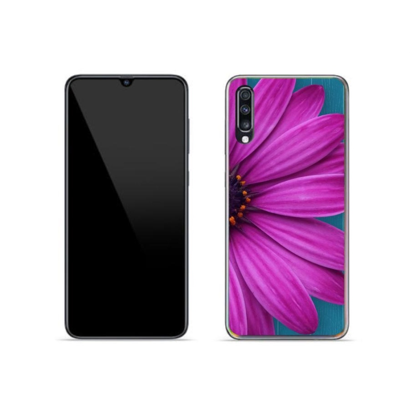 Gél tok mmCase mobiltelefonhoz Samsung Galaxy A70 - lila százszorszép