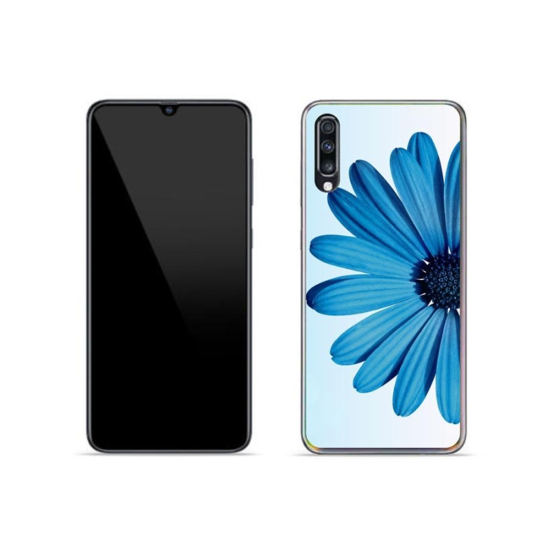 Gél tok mmCase mobiltelefonhoz Samsung Galaxy A70 - kék margaréta
